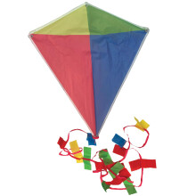 House of Marbles Classic Diamond Kite, 36-Inch Size with Colourful Tail, Flying Line and Handle, Traditional Beginner Kite for Beach