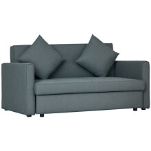 2 Seater Sofa Bed with Hidden Storage, 2 Cushions for Living Room, Guest Room, Dark Grey