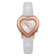 (White) Heart Ladies Shaped Wristwatch With Alloy Case And Pin Buckle For Casual Wear