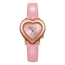 (Pink) Heart Ladies Shaped Wristwatch With Alloy Case And Pin Buckle For Casual Wear