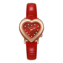 (Red) Heart Ladies Shaped Wristwatch With Alloy Case And Pin Buckle For Casual Wear