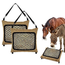 2-Pack Slow Feed Hay Bag for Horses & Donkeys, 23 X 19 in 1000D Heavy Duty Fabric, 1.34 in Rhombus Mesh