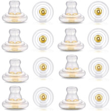 16pcs Earring Backs, Silicone Earring Backs Replacements,Locking Secure Backs for Studs/Droopy Ears Gold