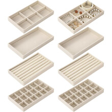 8 Pack Velvet Jewelry Trays for Drawers Bracelet Necklace Organizer, 8.3 X 4.7 X 1 Inch, Mixed Style
