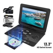 18" 1080P Portable DVD CD Player W/ 13.3" Large HD Swivel Screen Support USB/TF AU Plug