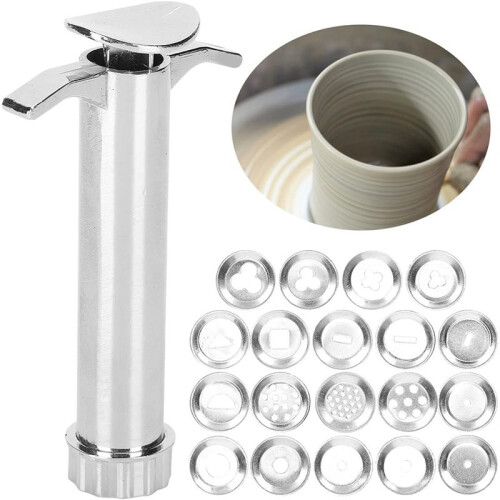 Clay Extruder Set, Multifunction Mud Extruder Sculpture Tool with 19 Tip Molds for Clay Crafting 2