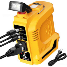 Tragbarer Wechselrichter 18 V Gleichstrom auf 110 V Wechselstrom für 20 V Li-Ion-Akku mit LED-Licht, USB Typ-C /AC-Ausgang, US-Stecker