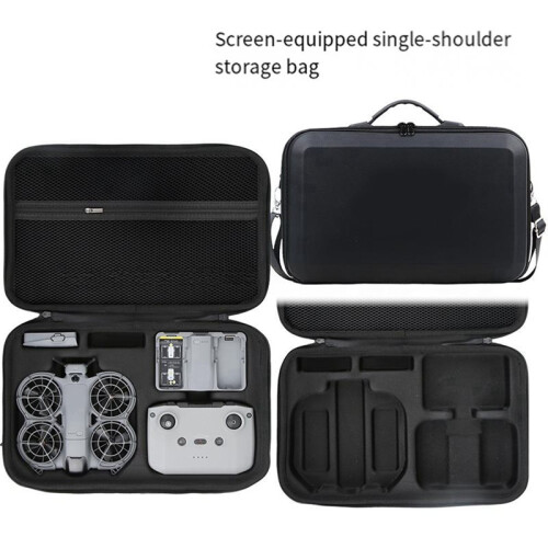 Shoulder Bag for  Neo 2 Fly More Combo PU Leather Drone Shockproof Protective Case Portable Storage Bag Gray 2