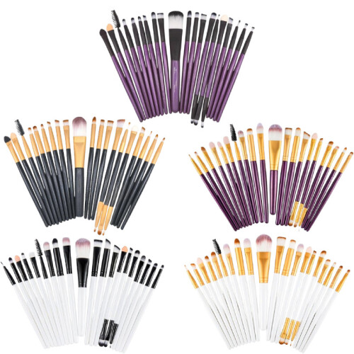 (White Black)20 Eye Makeup Brushes Beauty Tools Eyeshadow Brush Long Rod Set Durable Gift 2