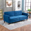 Velvet-Feel Three-Seater Sofa Bed - Blue 4