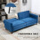 Velvet-Feel Three-Seater Sofa Bed - Blue 6