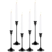 Candlestick Holders, Black Candle Holders with AntiSlipPad,Candle Holder for Wedding Fireplace Mantel Housewarming 6Pc
