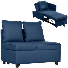 Convertible Single Sofa Bed with Thick Padded Seat, 3-in-1 Multi-Functional Sleeper Chair Bed with Magazine Pocket, for Living Room, Blue