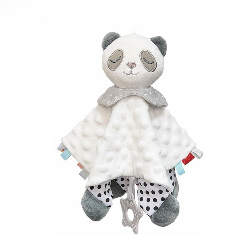 (Gray White Panda)Baby Plush Toy Comfort Pillow For Cognitive And Handeye Coordination Development