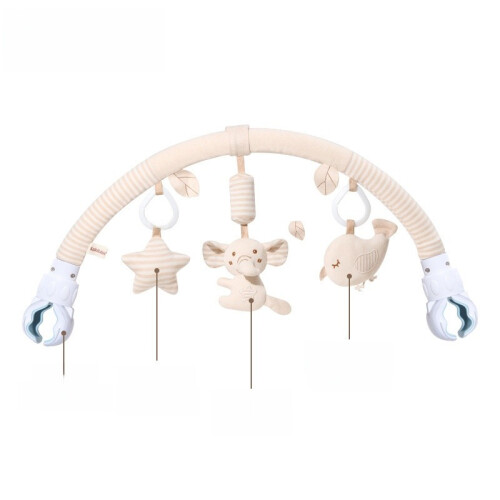 (Khaki B)Baby Stroller Bed Toy Plush Animal Characters Sensory Engagement Development