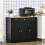 Sideboard with Rubberwood Top and Adjustable Shelves for Dining Room, Kitchen - Black 4