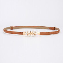 (Tan)Light Luxury Leather Belt For Women With Alloy Fastener For Business Outfits Casual