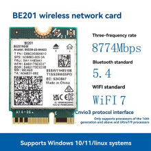 BE201 WIFI7 Card Tri-Band 2.4G/5.8G/6G 8774Mbps BT5.4 WiFI 7 Wireless WIFI Card M.2 Cnvio3 AX211 for Win10/11 64-Bit
