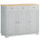 Sideboard with Rubberwood Top and Adjustable Shelves for Dining Room, Kitchen - Grey 1