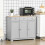 Sideboard with Rubberwood Top and Adjustable Shelves for Dining Room, Kitchen - Grey 4