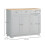 Sideboard with Rubberwood Top and Adjustable Shelves for Dining Room, Kitchen - Grey 5