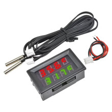 4V-28V LED Digital Thermometer with Dual NTC Waterproof Metal Probe for Accurate Readings