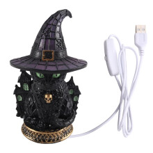 Handcrafted Retro Resin Witches Lamp USB Powered Gothic Wizard Hats Night Light Colorful Wizard Hat Lamp for Bedroom