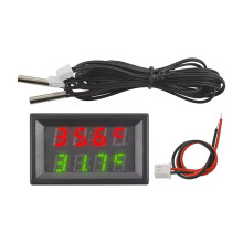 4V-28V LED Digital Thermometer with Dual NTC Waterproof Metal Probe for Accurate Readings
