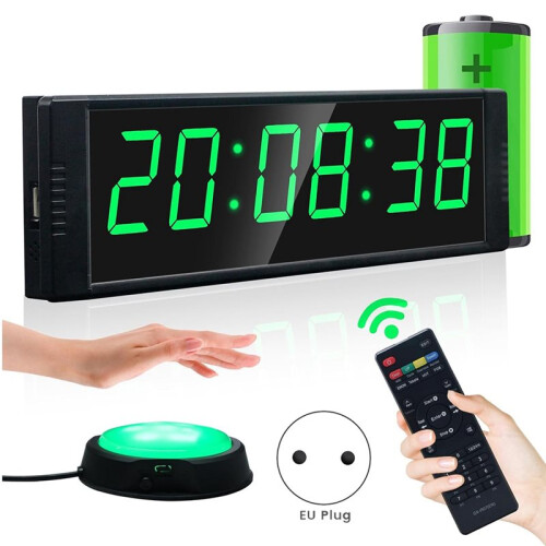 Gym Clock for Home Gym with Start/Stop Button, Interval Timer for Workout,Stopwatch/Countdown Timer with Remote EU Plug 1