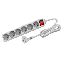 Power Strip Surge Protector 6 AC EU Electrical Plug Outlet Socket Lead Extension Adapter Extenstion Cord Cable 1.5m