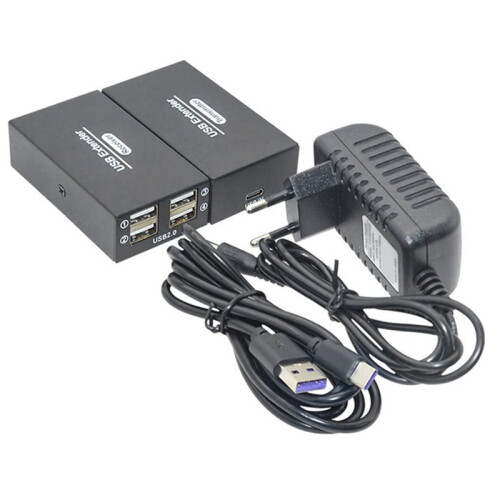 Extensor USB2.0 120M  4HUB Portátil USB A RJ45 para Monitoreo de Computadora, Extensión de Mouse, Cable de Red Único, Enchufe EU
