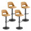 (Camel, Set of 4) PU Bar Stools, Adjustable Swivel Breakfast Bar Chairs with Open Backrest 2