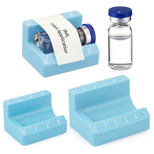 2 Pack Peptide Vial Label Applicators for 2ml/3ml & 5ml/10ml Vials, -Saving Handheld Sticker Alignment Tool for Lab 1