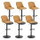 (Camel, Set of 6) PU Bar Stools, Adjustable Swivel Breakfast Bar Chairs 2