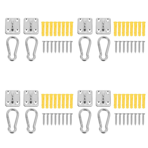 8 Sets Of Suspended Ceiling Wall Mount U-Shaped Hooks Hammock Hook Metal Base Plate with Hook
