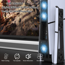 Gaming Cooler Fan Efficient Cooling System with LED Light Noise Reduction for PS5 Slim Cooling Fan and Digital Console
