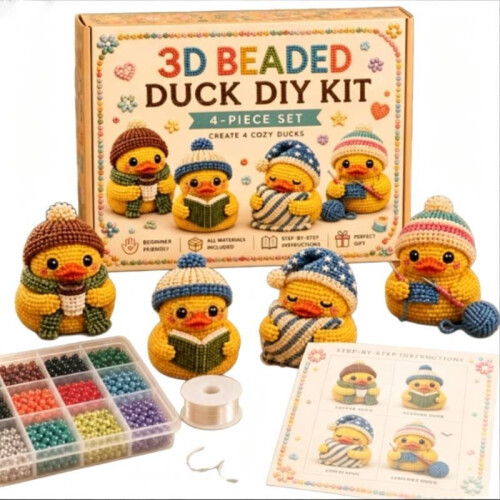 (Seasonal)3d Beaded Duck Diy Kit Collection With Assorted Beads For Decor Creative 1