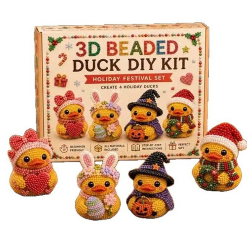 (Seasonal)3d Beaded Duck Diy Kit Collection With Assorted Beads For Decor Creative 2