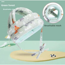 (Breathable Green)Almofada de cabeça de segurança infantil com preenchimento de poliéster e estampa de desenho animado para crescimento