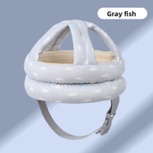 (Gray Fish)Infant Safety Head Cushion With Polyester Fill And Cartoon Print For Growth Baby