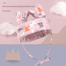 (Pink Deer Horn)Infant Safety Head Cushion With Polyester Fill And Cartoon Print For Growth Baby