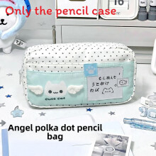 (Blue) Dot Polka Design Cat Stationery Bag With Spacious Design For And Adults Teens