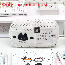 (Black) Dot Polka Design Cat Stationery Bag With Spacious Design For And Adults Teens