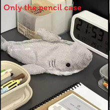 (Shark) Animal Soft Plush Pencil Case With Platypus Or Shark Style For Travel School And