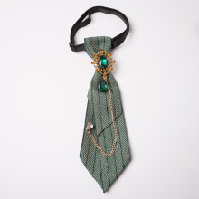 (GreenStripedChain)Toddler Childrens Formal Necktie With Easy Wear Elastic For Events School
