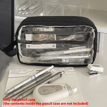 (Black) Multilayer Clear Nylon Pen Holder With High Capacity And For Students Portable