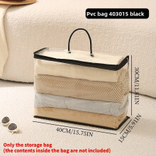 (Black 40x15x30cm) Pvc Transparent Storage Bag With Zipper For Home Bedroom Travel Living Space And