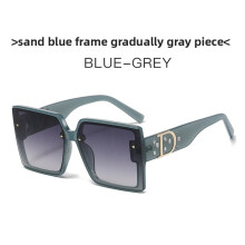 (Blue Gray)Trendy Square Sunglasses With Letter And Rhinestone Decorations Outings For