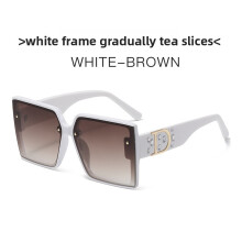 (Tea)Trendy Square Sunglasses With Letter And Rhinestone Decorations For Outings