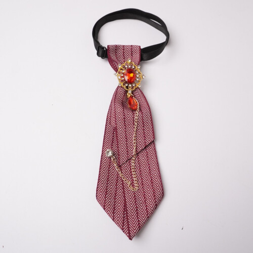 (RedStripedChain)Gravata formal infantil com elástico fácil de usar para eventos escolares